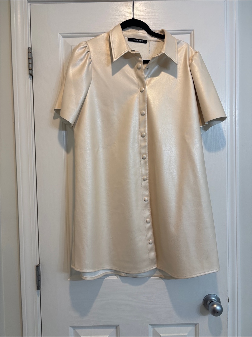 Dolce Cabo Cream Faux Leather Tunic Dress